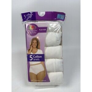 Fruit Of The Loom Fit For Me Plus Size 10 3X 5 Pack Cotton Briefs White Panties